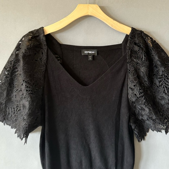 5 for $40 Express Top Blouse Shirt Size S Black Lace - Picture 2 of 6